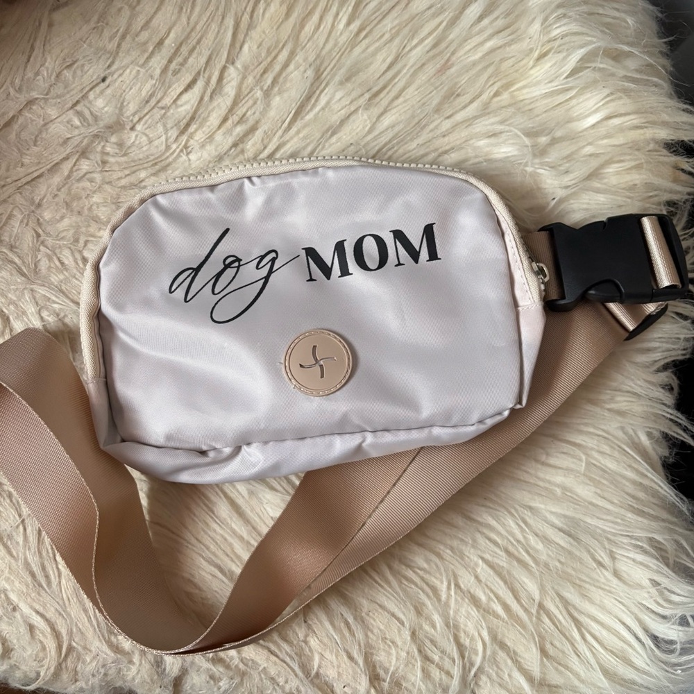 Dog Mom Beige Crossbody Bag